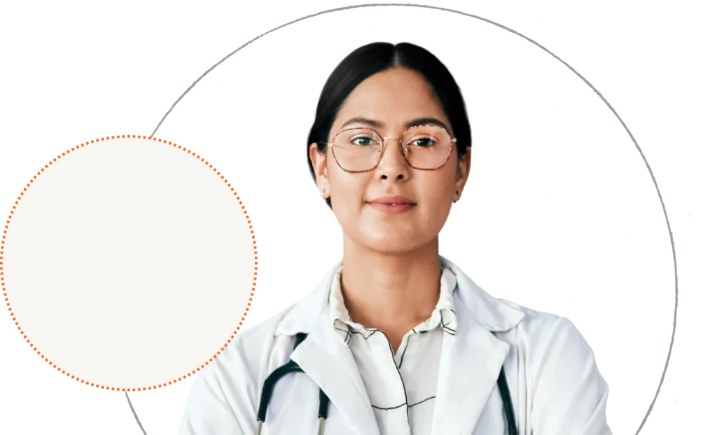 Female doctor standing with arms crossed and smiling